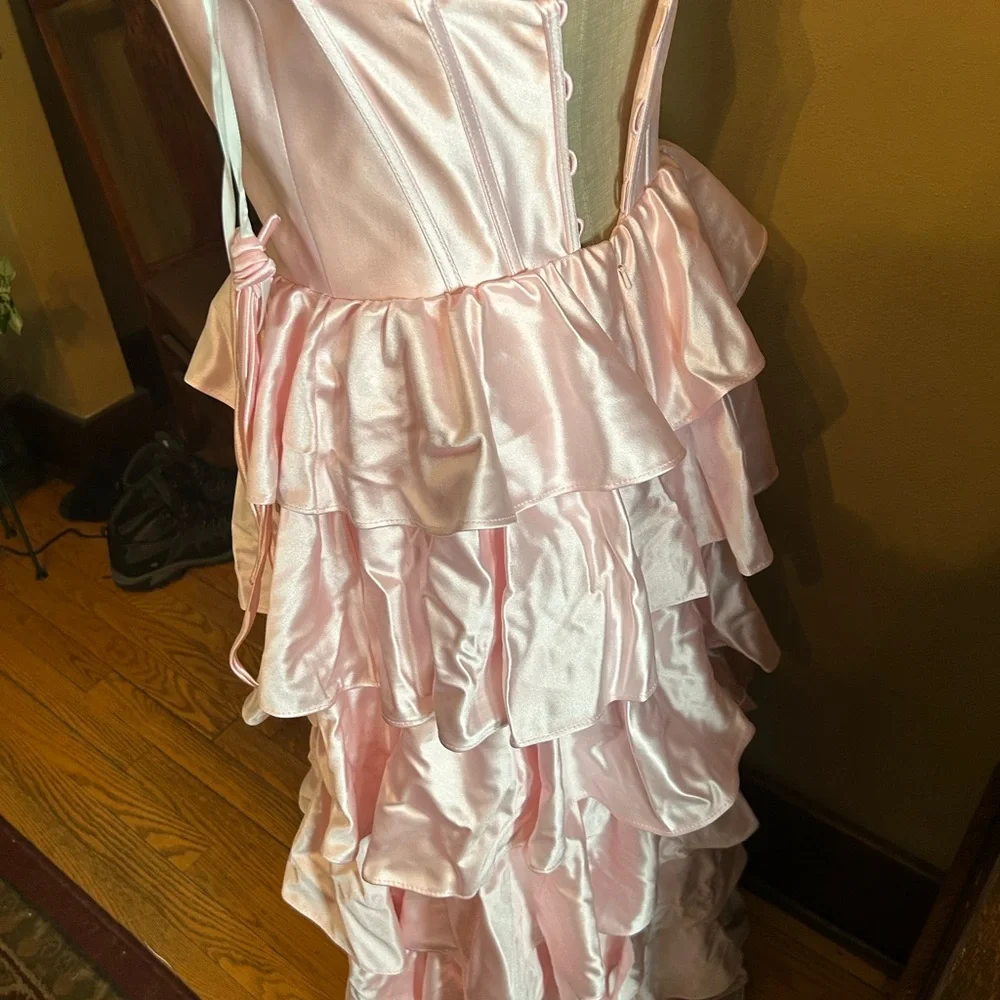 Stacees Pink Tiered Ruffle Maxi Dress - size 8 Prom NWT - Picture 9 of 13